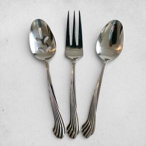 Stanley Roberts Dawn Serving Utensils | Fork Slotted Spoon x 3